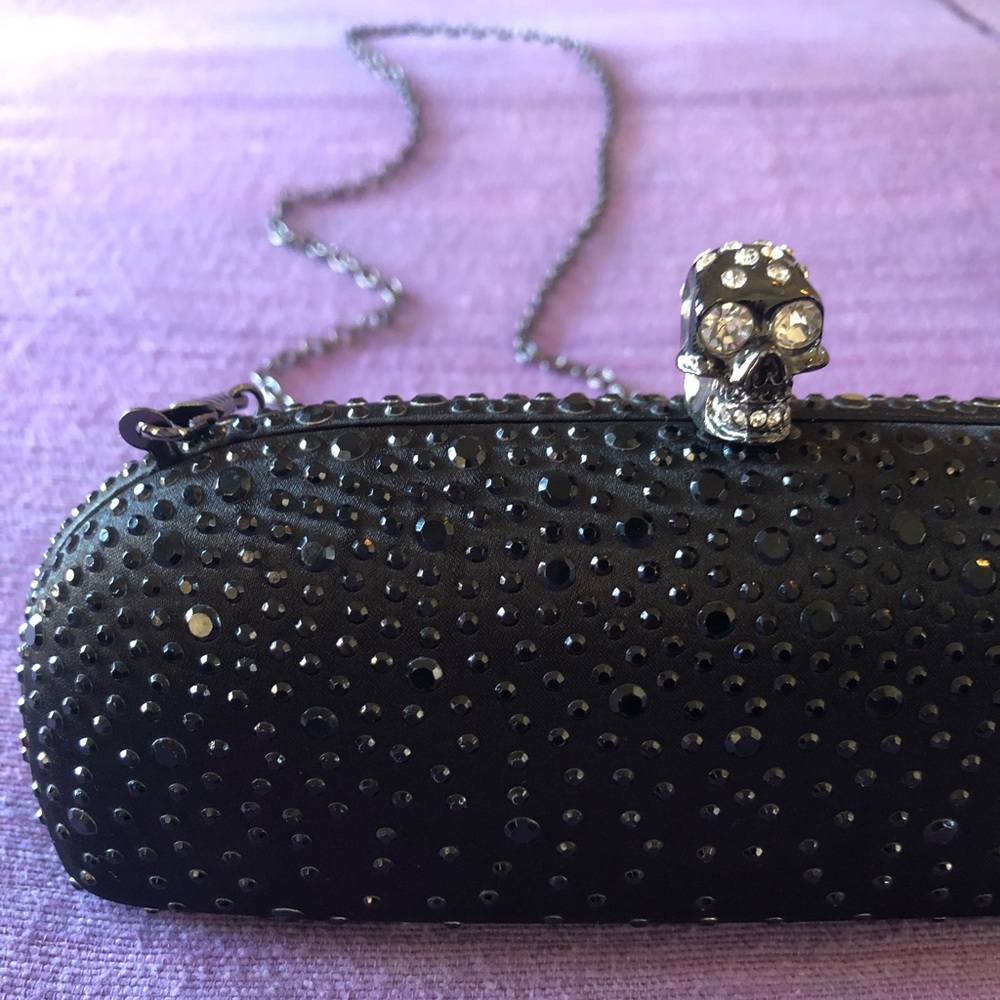 💀💀chic little satin mini bag skull rhinest…